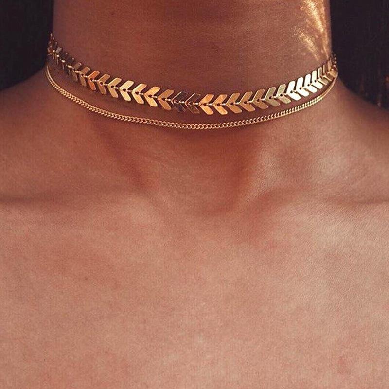 Fashion Chain Choker Two Layers - jst collection