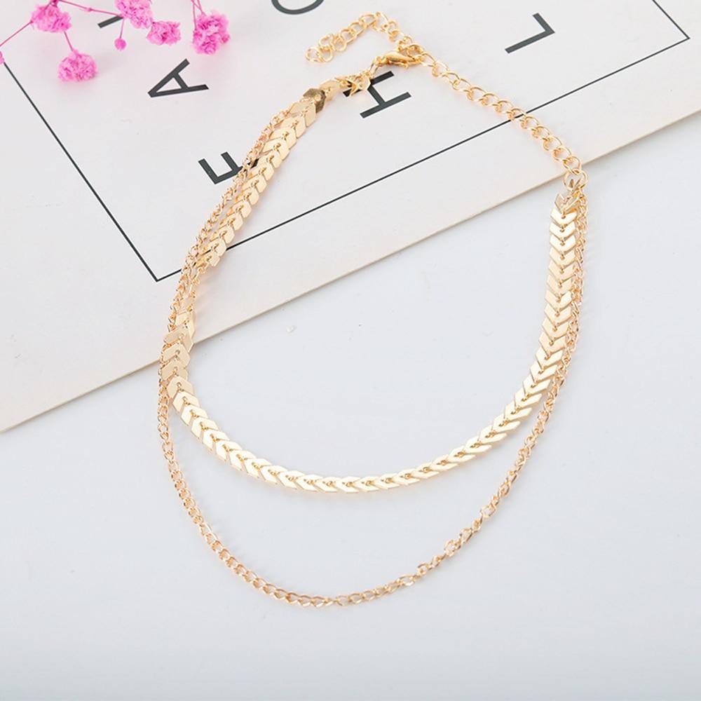 Fashion Chain Choker Two Layers - jst collection