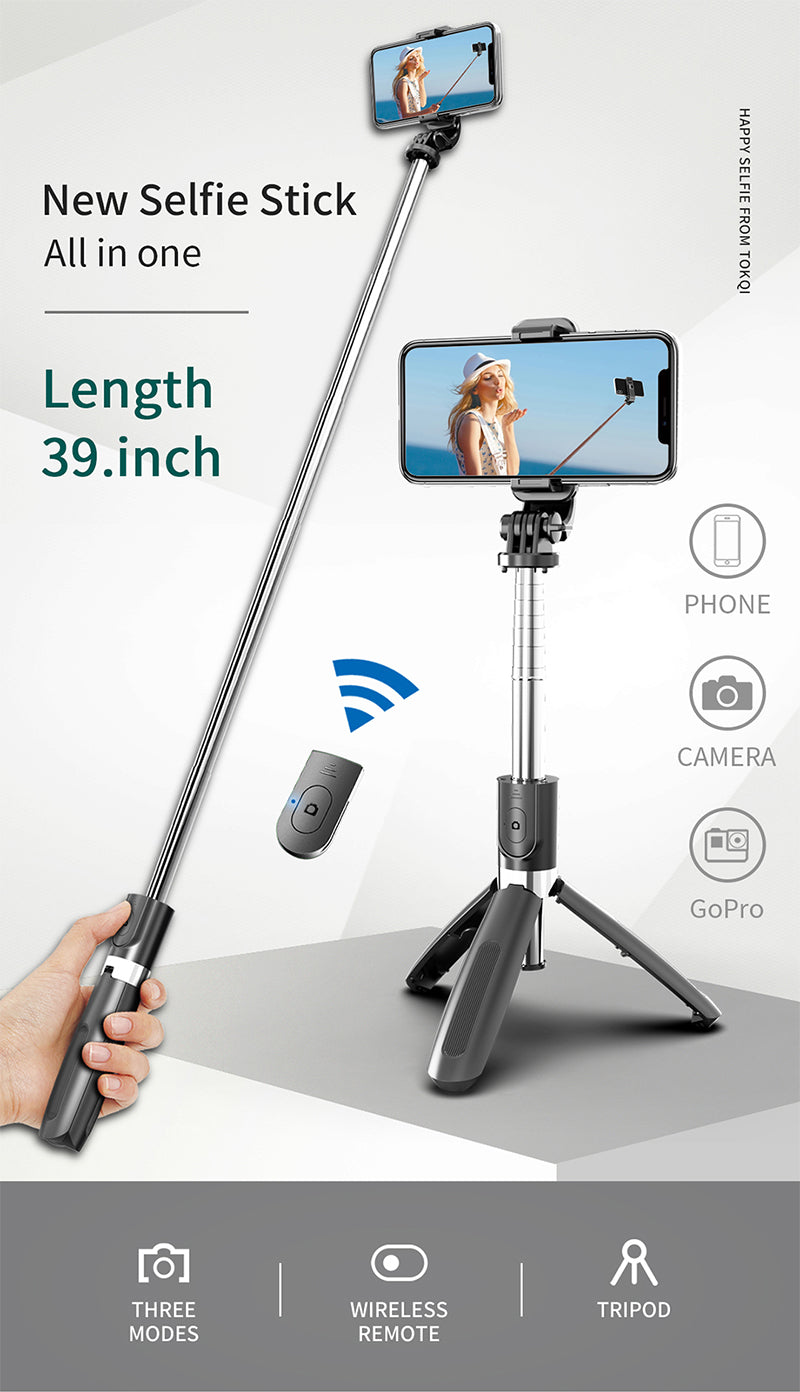 Bluetooth Wireless Selfie Stick Tripod Foldable